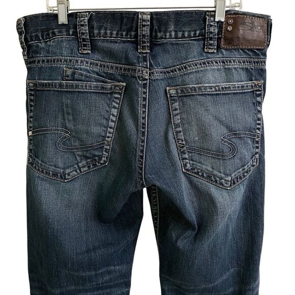 Silver ZAC Jeans Mens 34 Blue Relaxed Fit Straight Leg Whiskered Med Wash - Picture 4 of 9